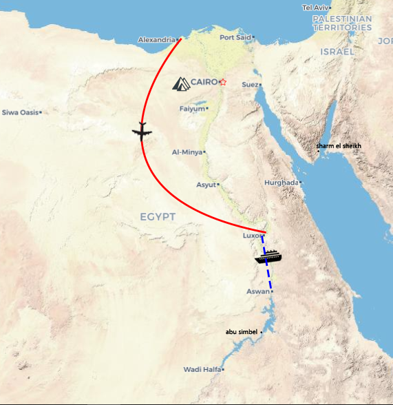 Jewels of Egypt: Pyramids, Nile Valley & Alexandria map