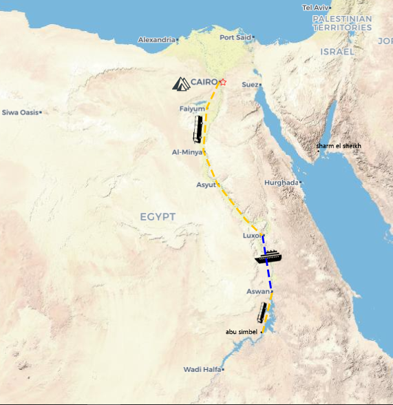 The Best of Egypt: Study tour to Cairo, Nile Valley & Abu Simbel map