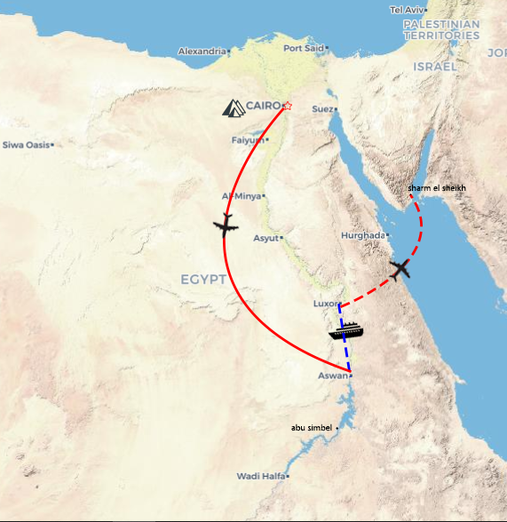 Best of Egypt & Jordan: The Nile, Sharm, Petra and Wadi Rum map