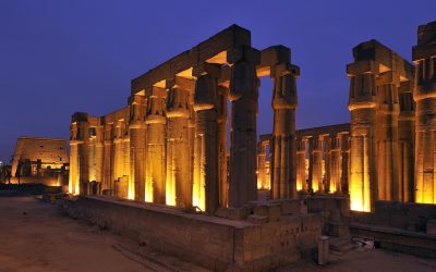Solar courtyard and colonnade built by Amenhotep III and Tutankhamun, Luxor, Egypt